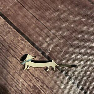 Dachshund Black White Dog Enamel Bobby Pin